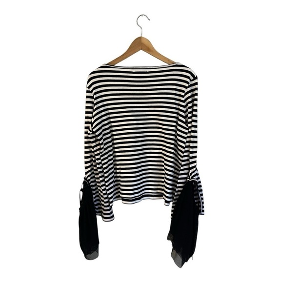 Scripted Women's Shirt Top Black White Stripes Medium - Picture 2 of 5